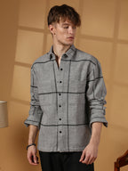 Campus Sutra Graph-Check Waffle Overshirt