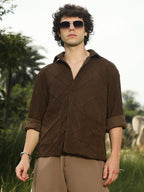 Campus Sutra Crosshatch-Tactile Oversized Shirt