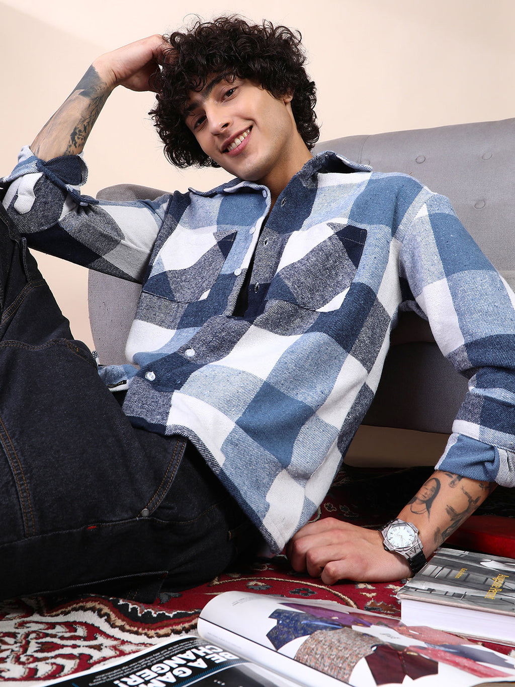Campus Sutra Buffalo-Check Utility Shacket