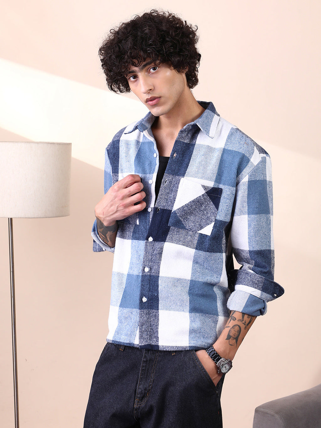 Campus Sutra Buffalo-Check Utility Shacket