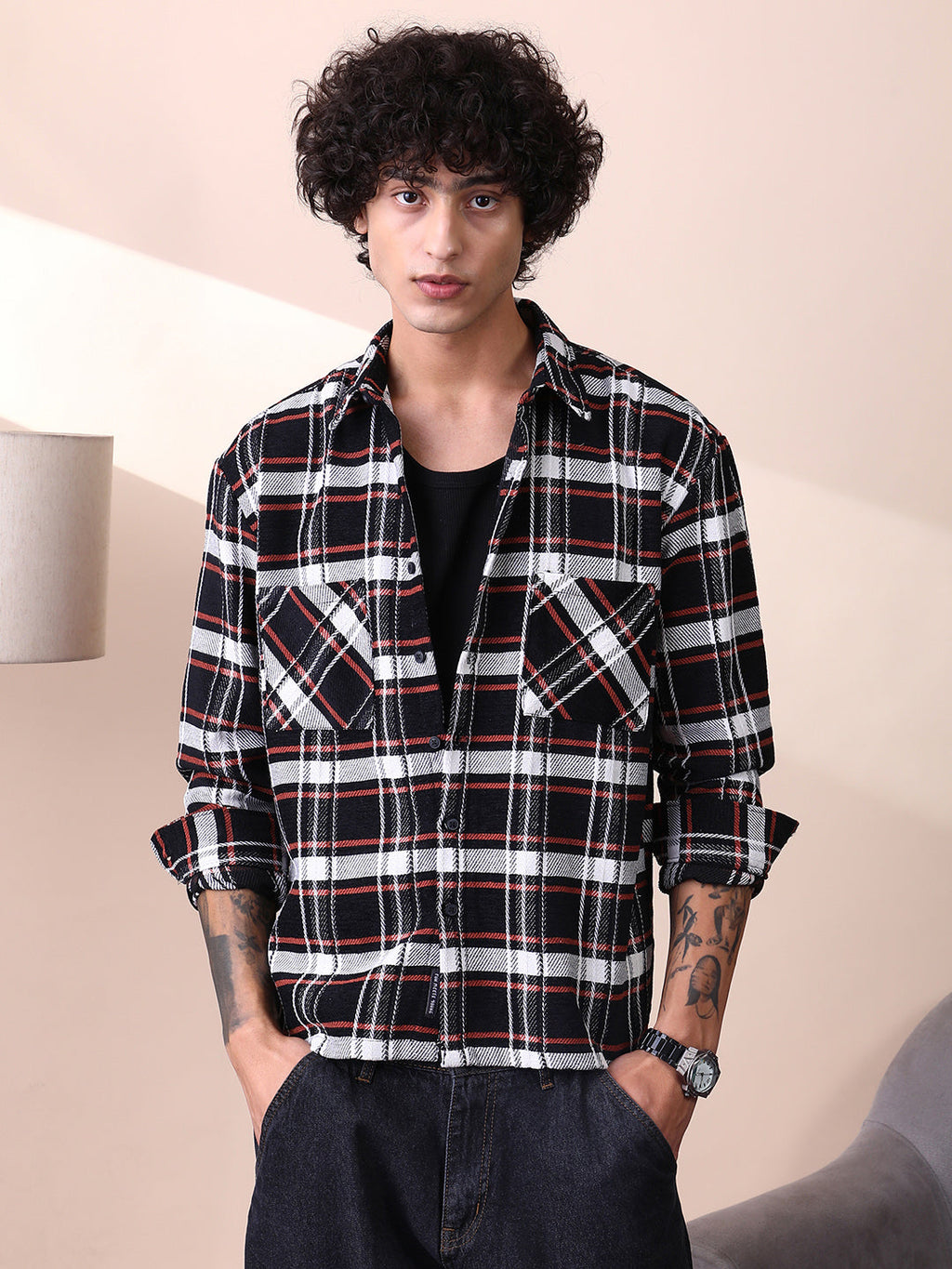 Campus Sutra Halo-Check Utility Shacket