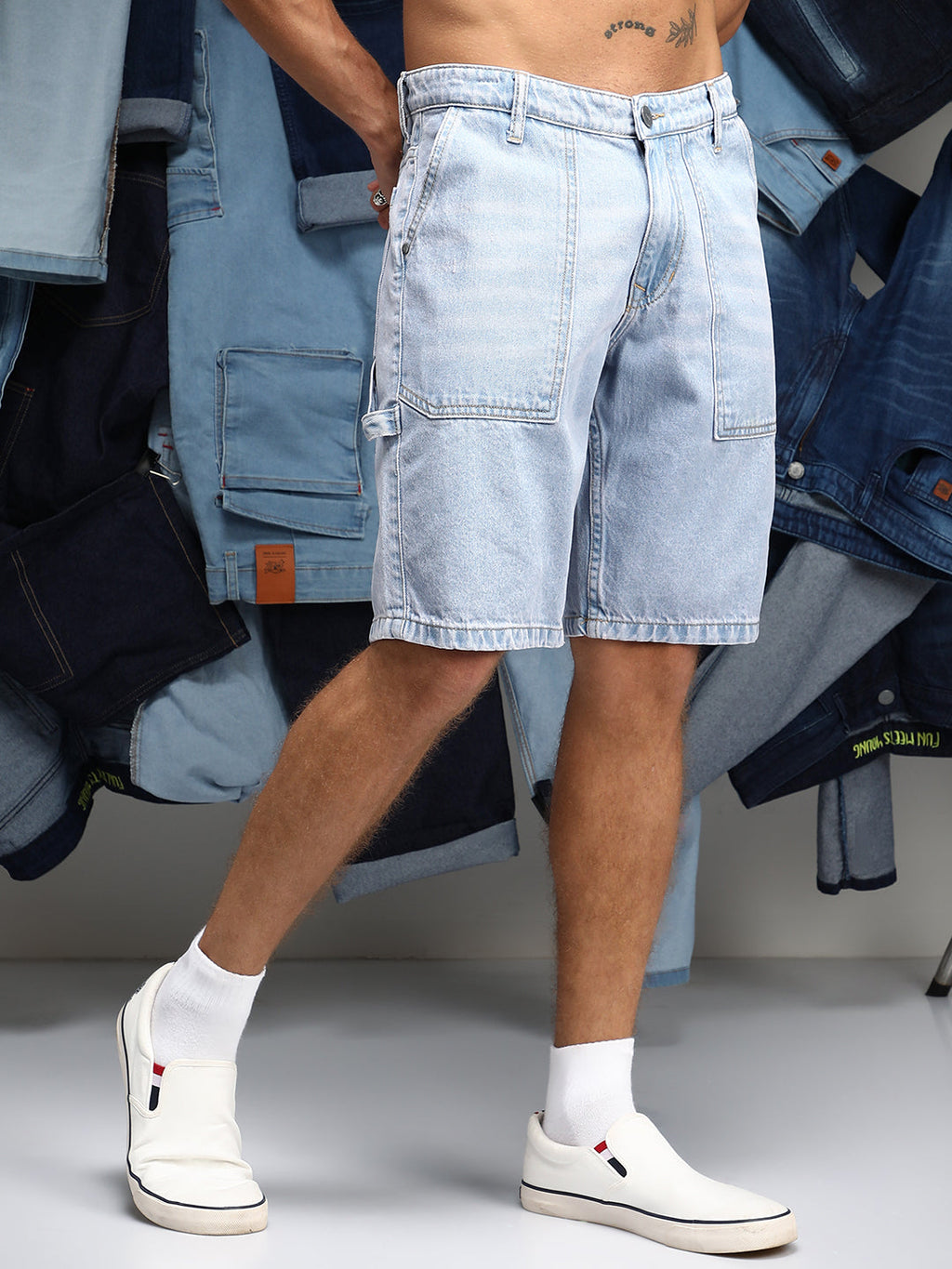 Campus Sutra Carpenter Denim Shorts