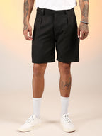Campus Sutra Solid Pleated Shorts
