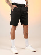 Campus Sutra Solid Pleated Shorts
