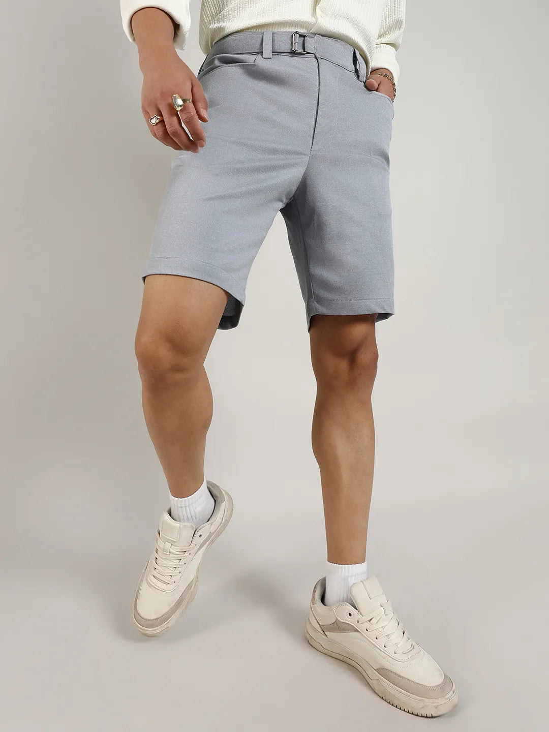 Campus Sutra Solid Tailored Shorts