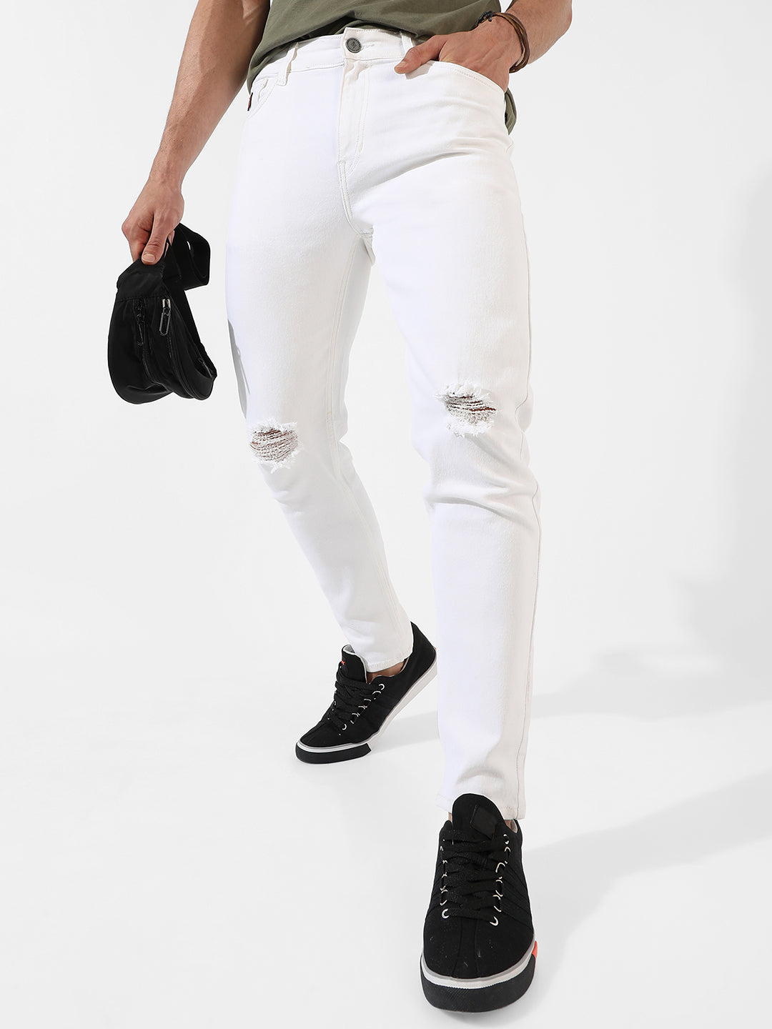 Campus Sutra Solid Denim Jeans