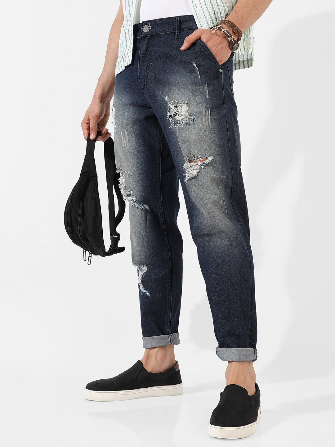 Campus Sutra Ripped Denim Jeans