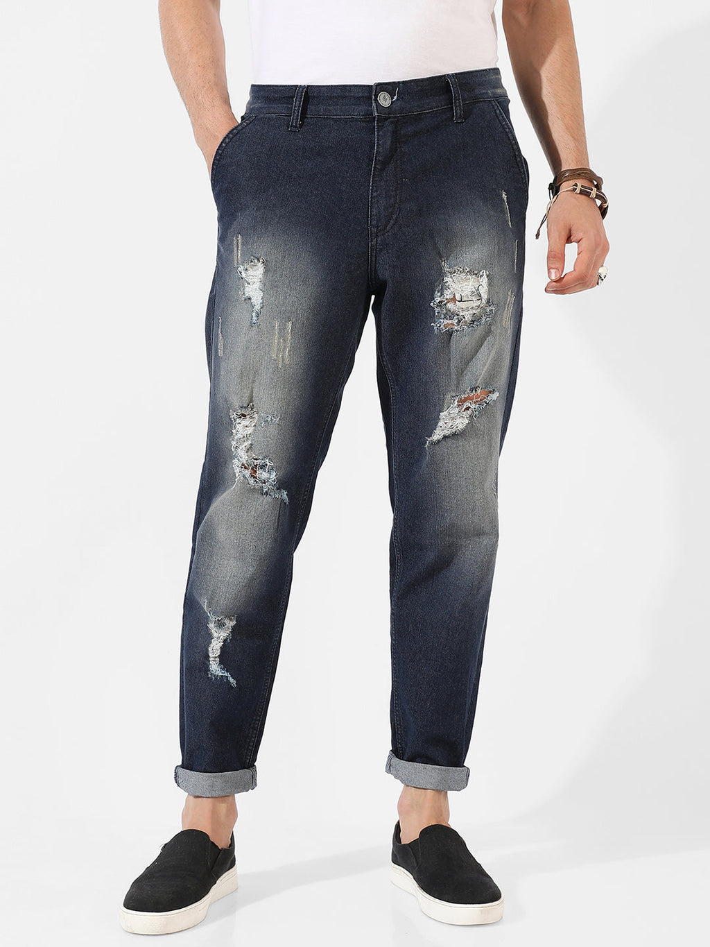 Campus Sutra Ripped Denim Jeans