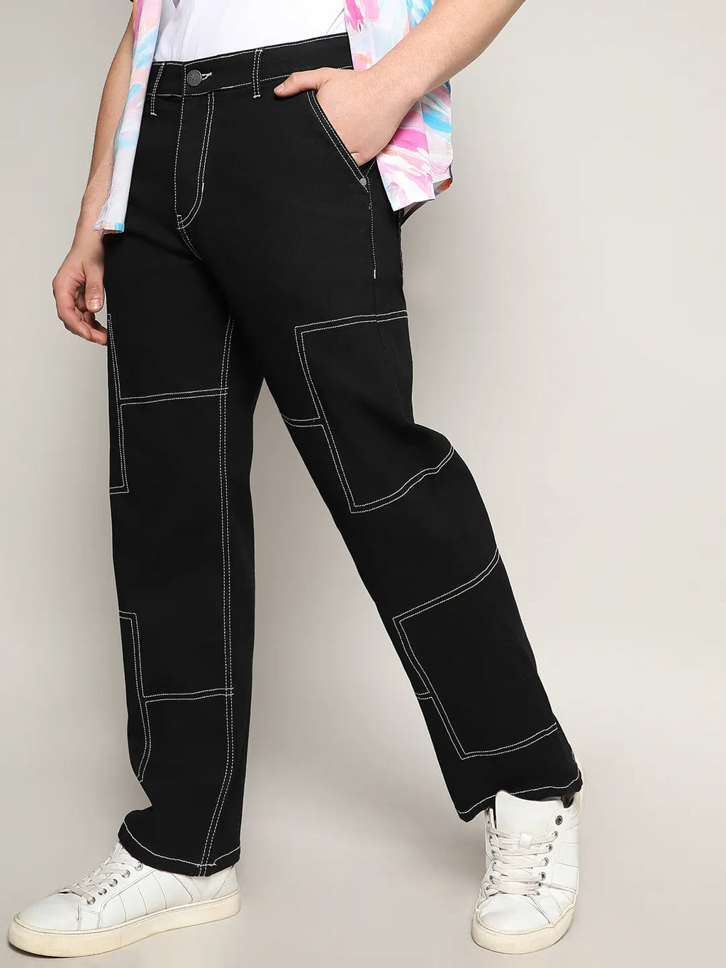 Campus Sutra Contrast Stitched Denim Jeans