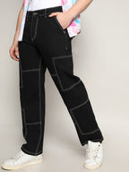 Campus Sutra Contrast Stitched Denim Jeans