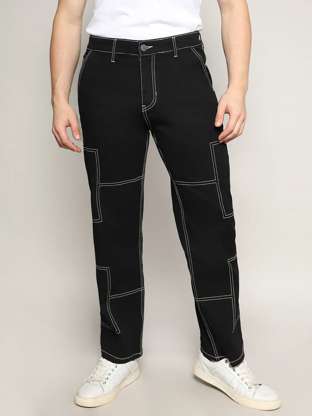 Campus Sutra Contrast Stitched Denim Jeans