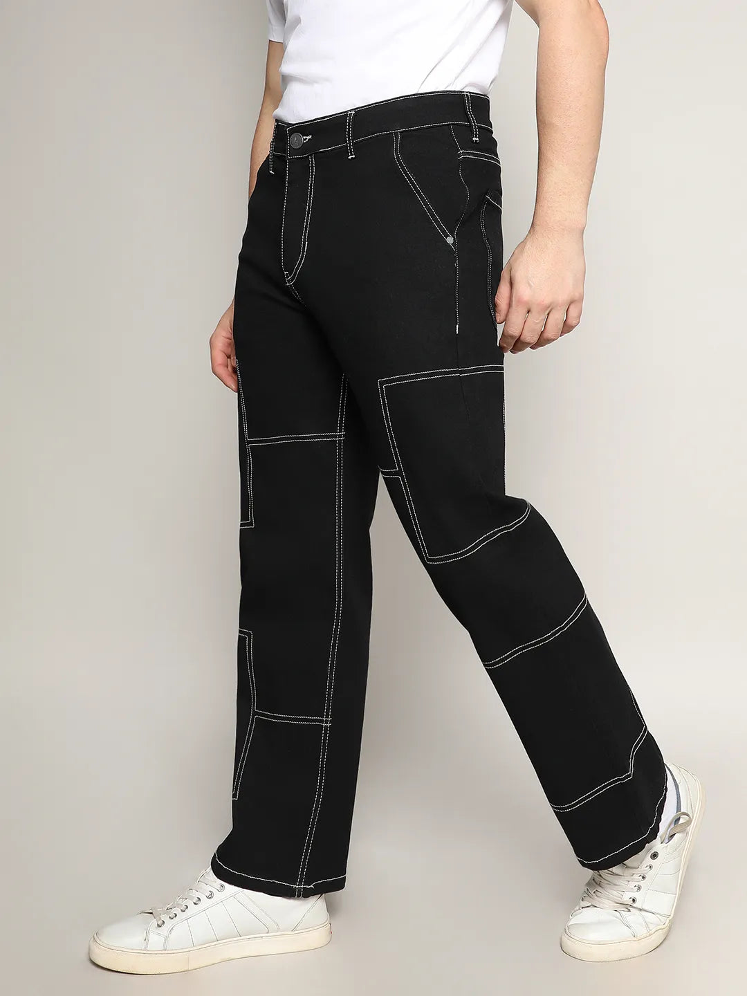 Campus Sutra Contrast Stitched Denim Jeans