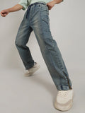 Campus Sutra Acid-Wash Baggy Denim Jeans