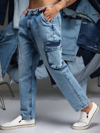 Campus Sutra Straight-Fit Utility Denim Jeans