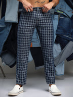 Campus Sutra Houndstooth Denim Jeans