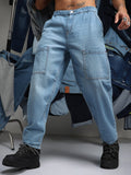 Campus Sutra Carrot-Fit Utility Denim Jeans