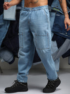 Campus Sutra Carrot-Fit Utility Denim Jeans