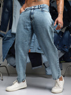 Campus Sutra Acid-Wash Straight-Fit Denim Jeans