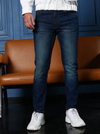 Campus Sutra Dark-Wash Slim Denim Jeans