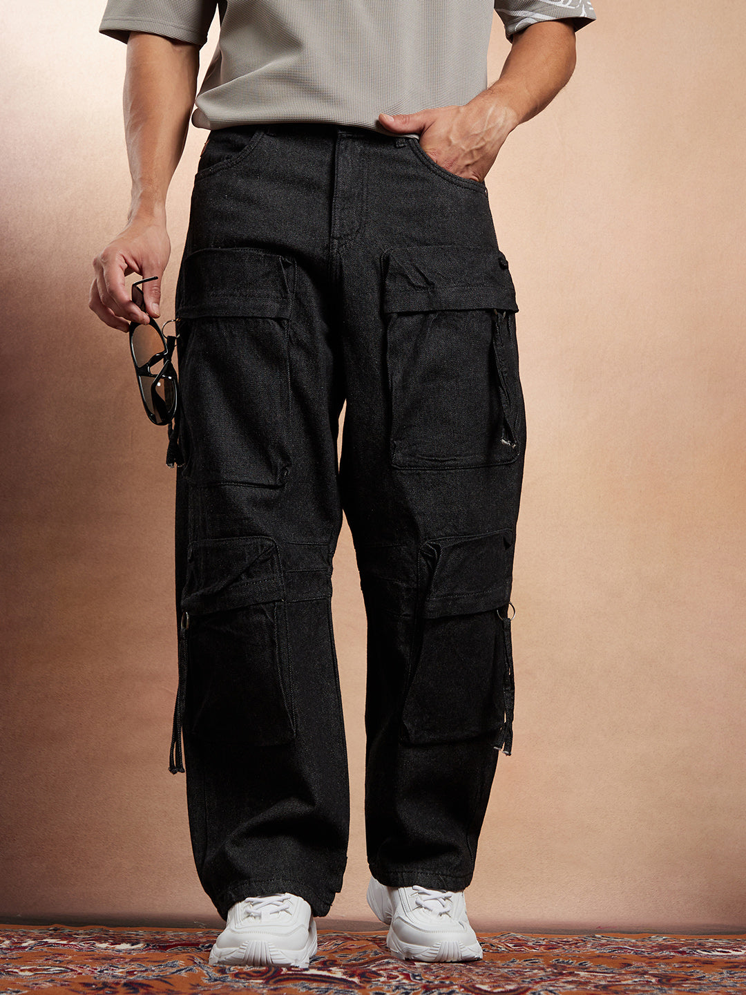 Campus Sutra Baggy Utility Denim Jeans