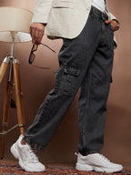 Campus Sutra Acid-Wash Utility Denim Jeans
