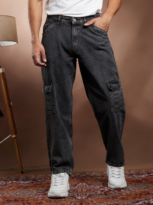 Campus Sutra Acid-Wash Utility Denim Jeans