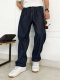 Campus Sutra Dark-Wash Pleated Denim Jeans