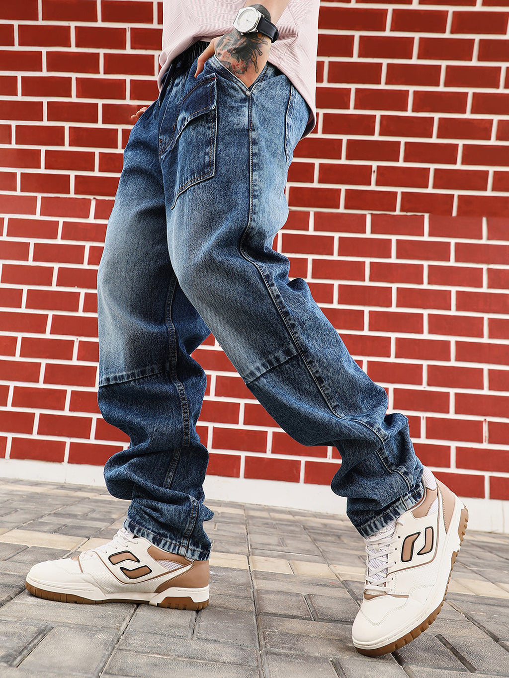 Campus Sutra Modular-Utility Panelled Denim Jeans