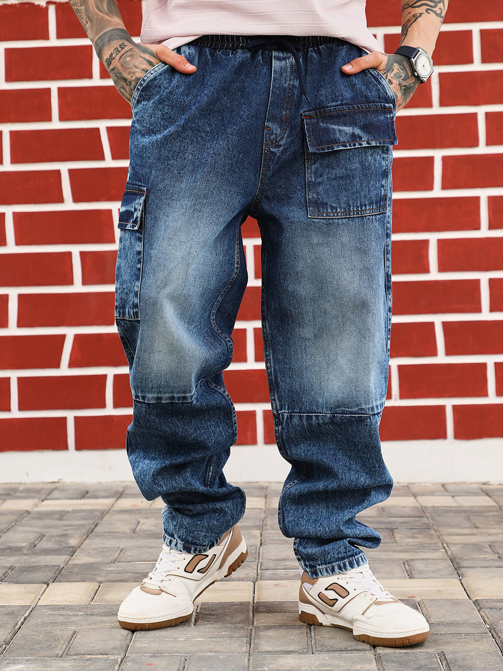 Campus Sutra Modular-Utility Panelled Denim Jeans