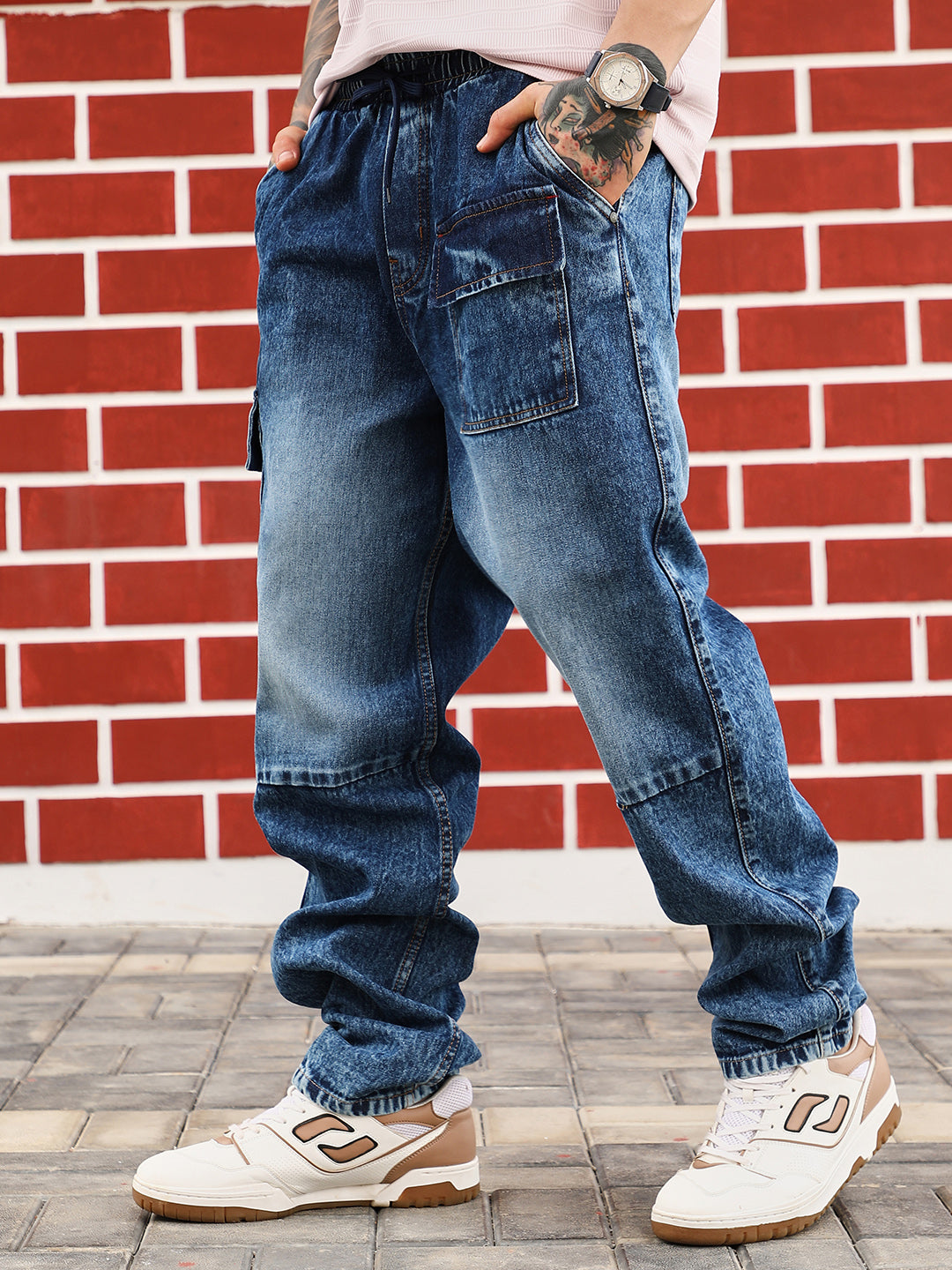 Campus Sutra Modular-Utility Panelled Denim Jeans