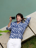 Campus Sutra Contrast-Zebra Imprint Shirt