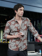 Campus Sutra Contrast-Sunflower Imprint Shirt