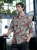 Campus Sutra Contrast-Sunflower Imprint Shirt