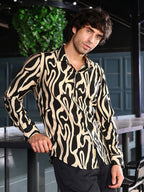 Campus Sutra Contrast-Flowing Imprint Shirt
