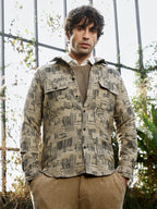 Campus Sutra Scratch-Jacquard Utility Shirt