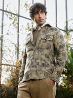 Campus Sutra Scratch-Jacquard Utility Shirt