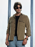 Campus Sutra Solid-Brushed Utility Shirt
