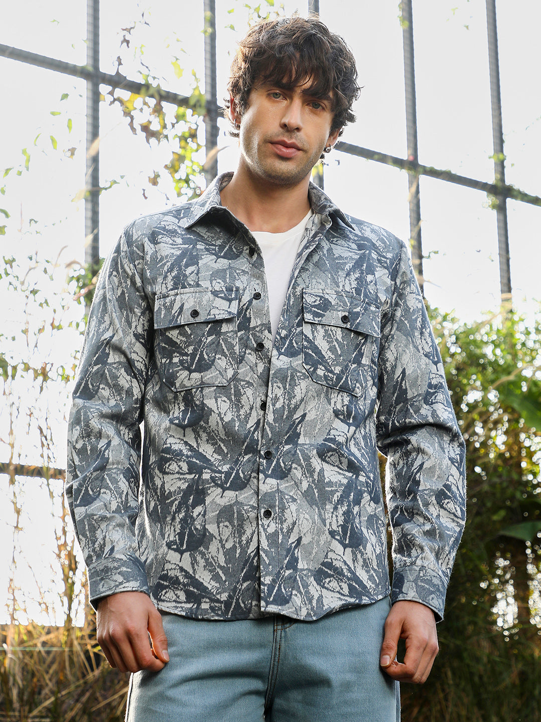 Campus Sutra Willow-Foliage Utility Shirt