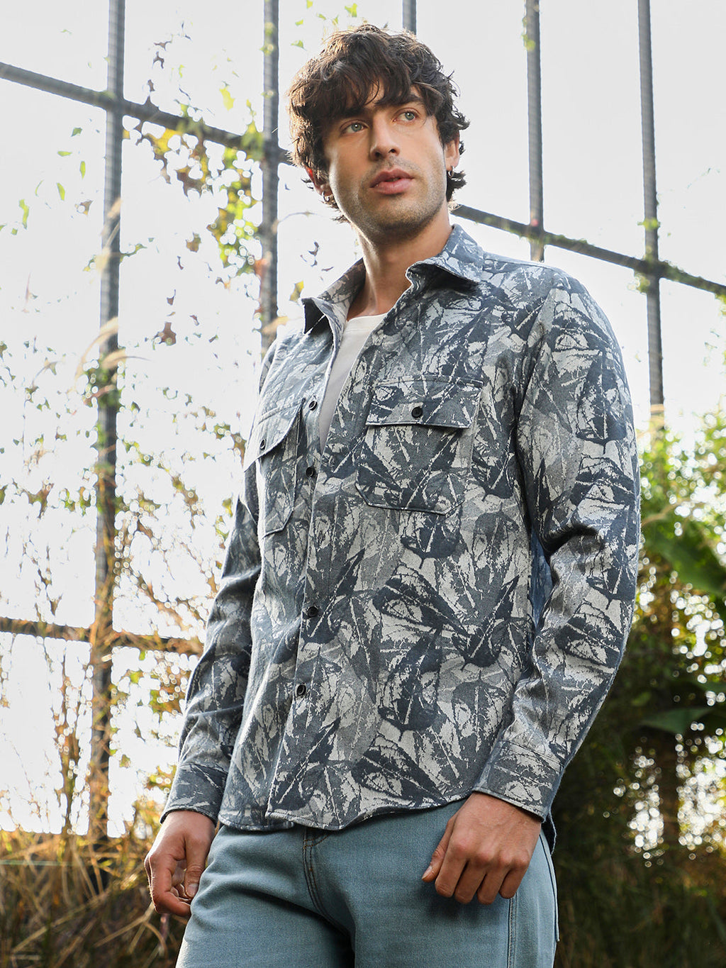 Campus Sutra Willow-Foliage Utility Shirt