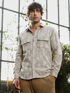 Campus Sutra Weave-Block Utility Shirt