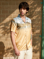 Campus Sutra Desert-Faces Satin Resort Shirt