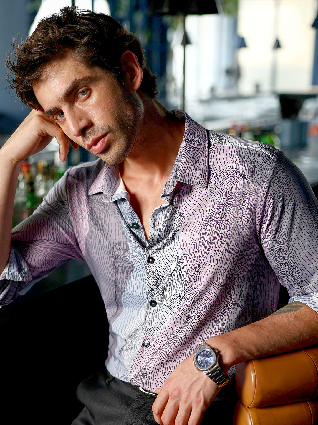 Campus Sutra Men's Slim Fit Abstract Print Full Sleeve Casual Shirt