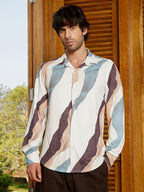Campus Sutra Abstract-Topography Imprint Shirt