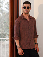 Campus Sutra Regular Fit Textured Casual Shirt