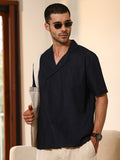 Campus Sutra Asymmetrical Placket Cuban Collar Shirt