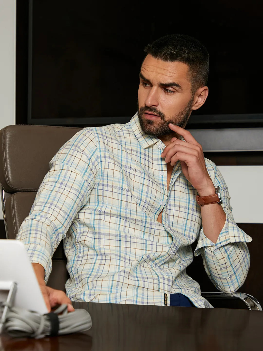Campus Sutra Tartan Plaid Shirt