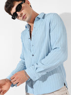 Campus Sutra Self-Design Striped Shirt