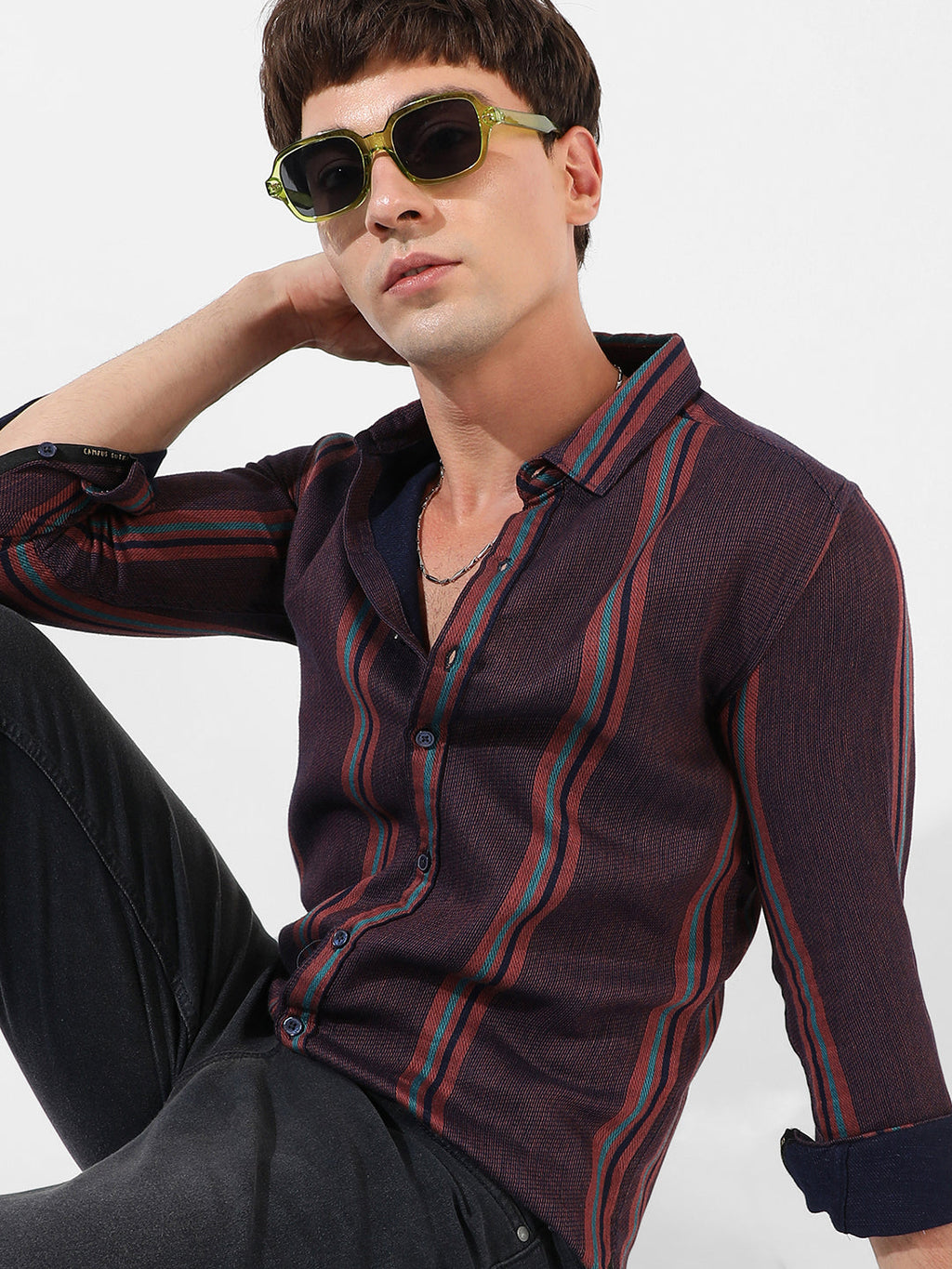 Campus Sutra Striped Casual Shirt