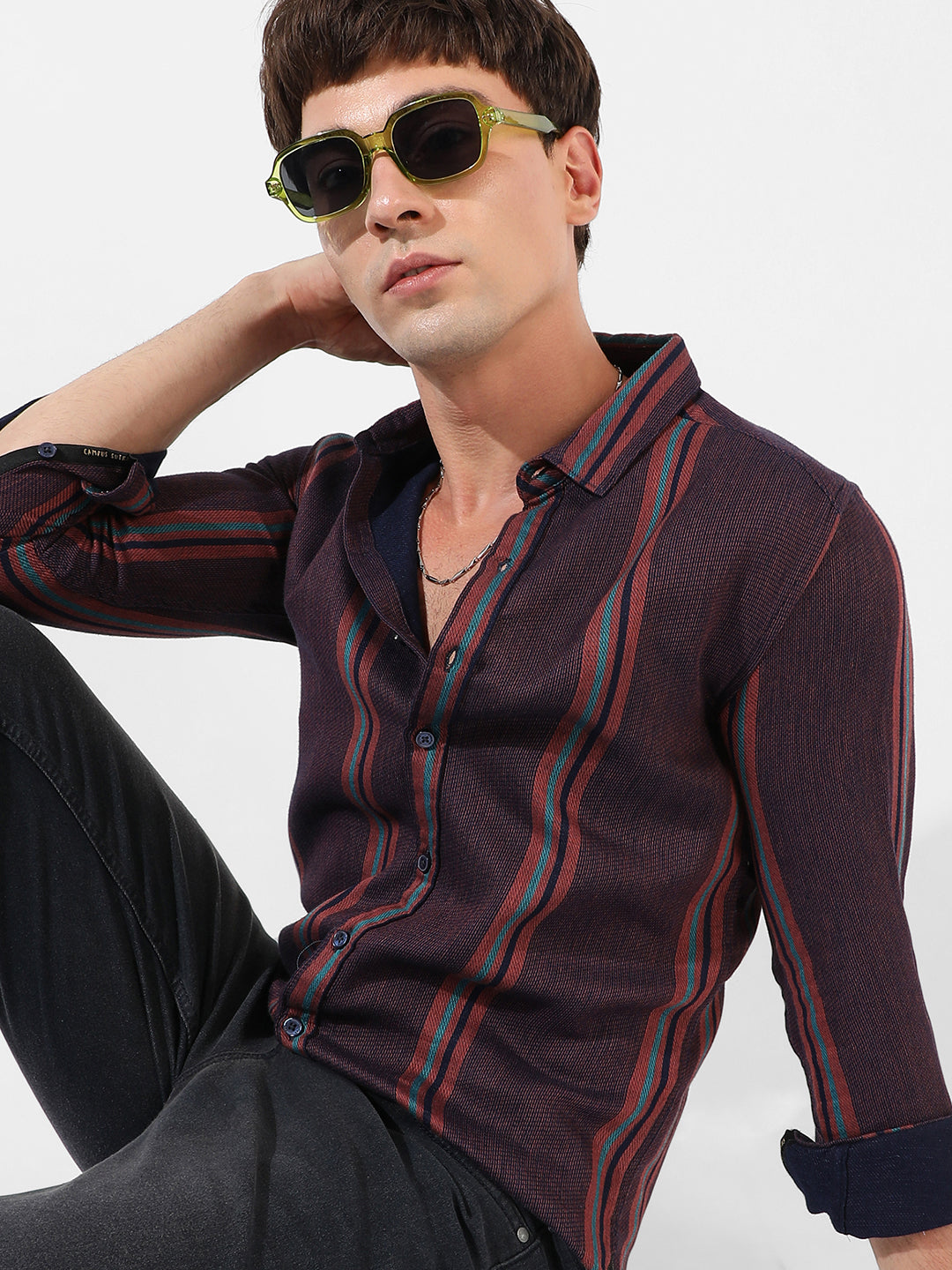 Campus Sutra Striped Casual Shirt