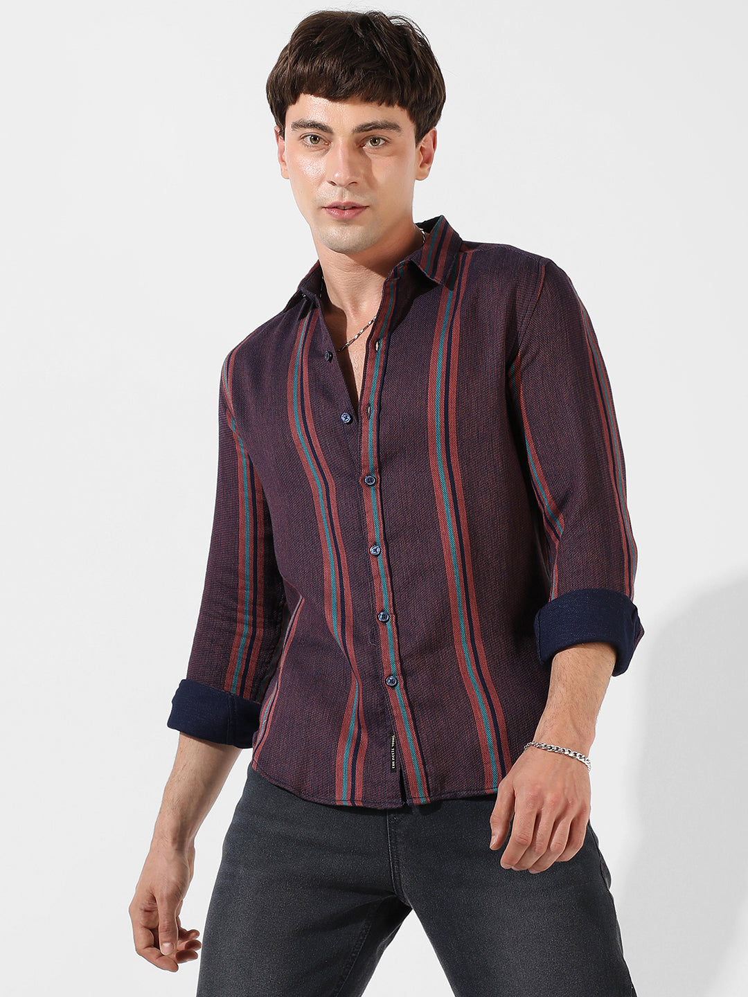Campus Sutra Striped Casual Shirt